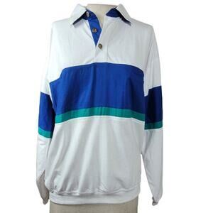 Vintage White and Blue Long Sleeve Size Medium